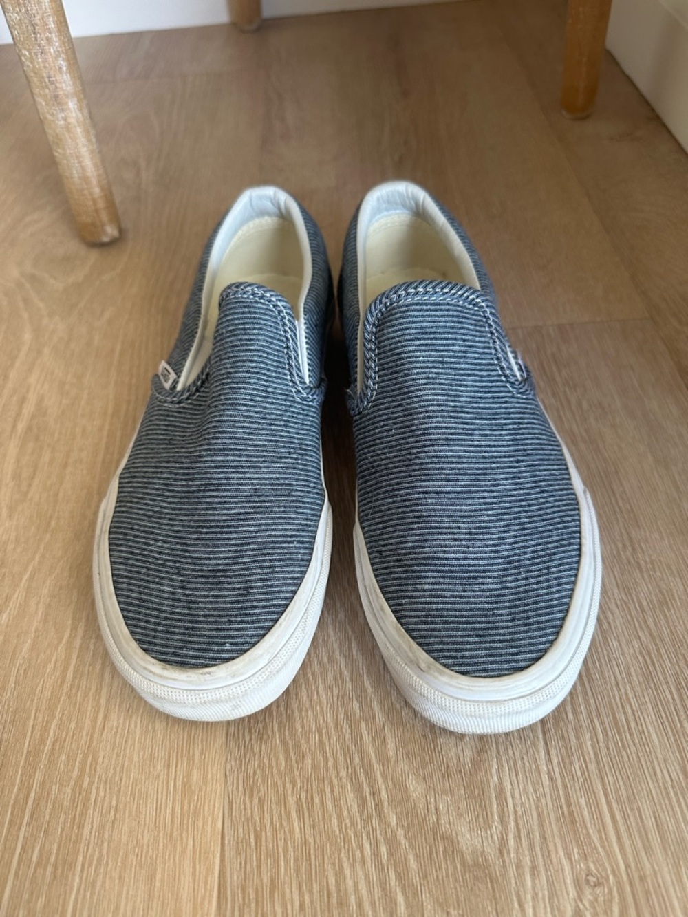Women’s Blue and White striped slip on shoes - Picture 2 of 4